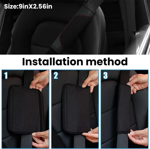 Miniatura 5 de BESULEN - Fundas para cinturón de seguridad de coche, juego de 2 protectores de correa de hombro de malla de cuero universal, almohadilla de arnés