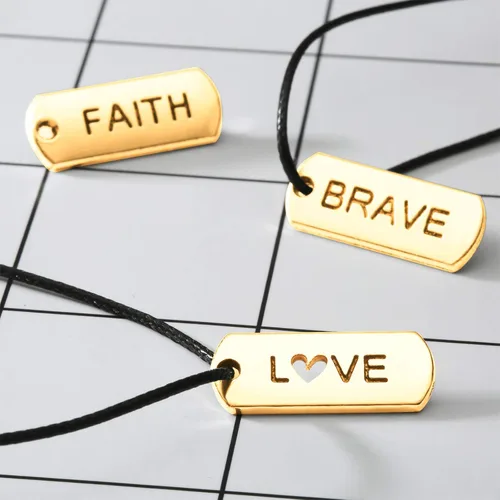 Miniatura 5 de Hicarer Dijes de palabras grabadas motivacionales, accesorios para hacer joyas, collares, pulseras, llaveros (dorado, 80 unidades)