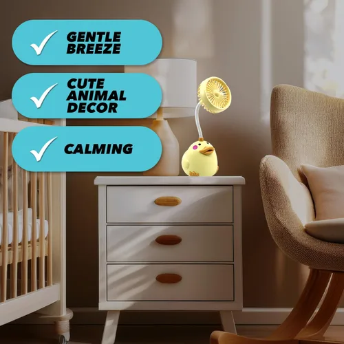 Miniatura 9 de Bonito ventilador de escritorio de pato amarillo con soporte para bolígrafo, ventilador de animales, decoración de pato para oficina, accesorios