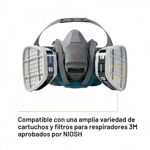 Miniatura 5 de 3M Respirador reutilizable de media cara con cierre rápido Rugged Comfort