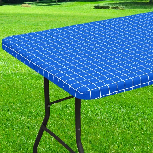 Miniatura 16 de Mantel redondo de vinilo de 36 a 44 pulgadas, mantel elástico impermeable con reverso de franela, mantel de plástico para picnic, campamento, al Café