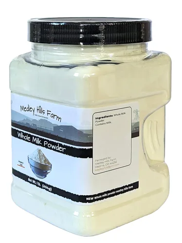 Miniatura 3 de Leche entera en polvo por Medley Hills Farm en recipiente reutilizable de 1 libra - Gran leche seca en polvo para hornear - Producto de Estados