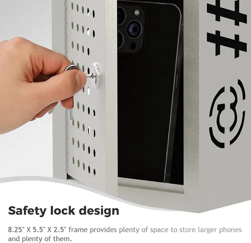 Miniatura 7 de OSKIE Caja de tiempo de inactividad con cerradura para teléfono con llave, armario de almacenamiento de teléfono inteligente de metal, soporte