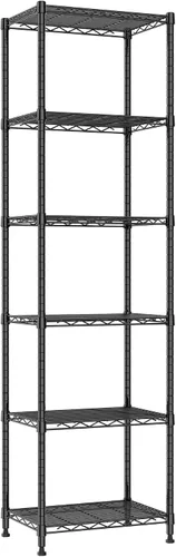 REGILLER Estante de almacenamiento de acero con 6 alambres, estantes ajustables para lavandería, baño, cocina, despensa, armario (16.7 pulgadas de