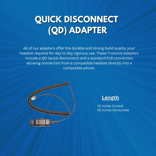 Miniatura 3 de TruVoice Adaptador U10P-S 38099-01 para auriculares de desconexión rápida (QD) de Plantronics - RJ9 Jack es compatible con teléfonos de escritorio