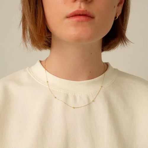 Miniatura 3 de Collar de estación de cuentas de oro real de 14 quilates para mujer collares de estación de cuentas de oro de 14 quilates collar con dije de cuentas