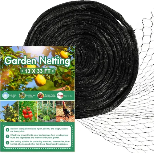 Red para pájaros para jardín, barrera reutilizable de 13 x 33 pies, red de malla para plantas que protege las plantas de plantas de árboles frutales