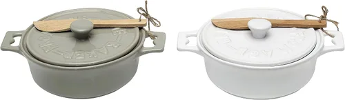Miniatura 6 de Creative Co-Op Brie Bakers con tapas y esparcidores de madera (juego de 2 colores)