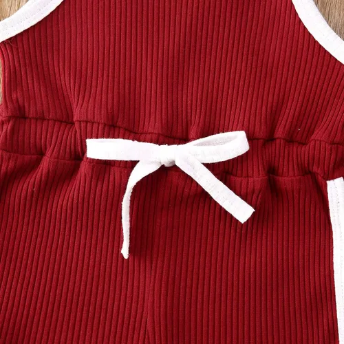 Miniatura 5 de VISGOGO Mameluco para bebés y niñas, monos sólidos, sin mangas, con cinturón, ropa de bebé, trajes