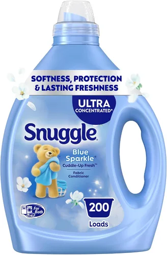 Snuggle Líquido suavizante de tela, ultra concentrado, 80 onzas, 200 cargas medias, acondicionador de tela Blue Sparkle de larga duración, suaviza,