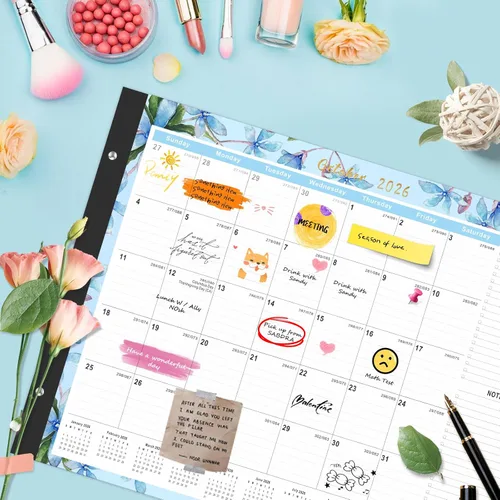 Miniatura 7 de Gannyfer Calendario de escritorio 2026-2027 – Calendario de escritorio grande de 18 meses 2026, úsalo ahora hasta junio de 2027, calendario de Rosa