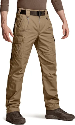CQR Pantalones tácticos tipo cargo para hombre, tejido ripstop, resistentes al agua, ligeros, EDC para artículos de uso diario, para trabajo,