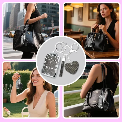 Miniatura 5 de Funda para llavero con llavero de diamante, compatible con Chevy Chevrolet 2014-2021 GMC Sierra Canyon Yukon Suburban Tahoe Silverado Colorado