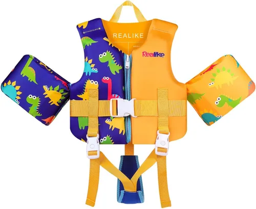Miniatura 7 de REALIKE Chaleco de Natación para Niños Flotadores para Niños Pequeños Correa de Seguridad Ajustable Ayudas de Natación para Niños Pequeños Niños