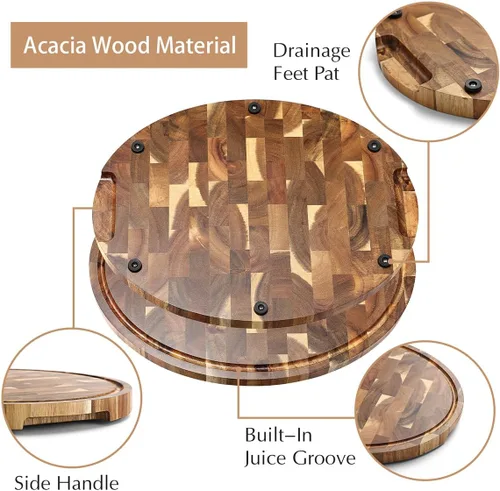 Miniatura 3 de HEZHEN Tabla de cortar rectangular de madera de acacia de grano final, 15.75 x 11.22 x 0.98 pulgadas, tabla de queso y placa de cocina