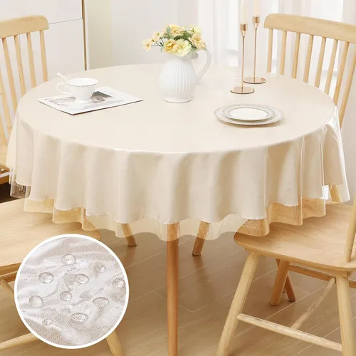 Miniatura 36 de Smiry Mantel cuadrado de vinilo impermeable de 54x54 pulgadas, protector de manteles de vinilo lavables, funda de mesa resistente a derrames