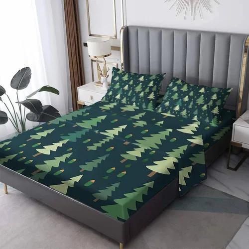 Miniatura 9 de Forest Sheets - Juego de sábanas y fundas de almohada, tamaño individual, diseño de pino, 3 piezas, sábana bajera ajustable de microfibra suave