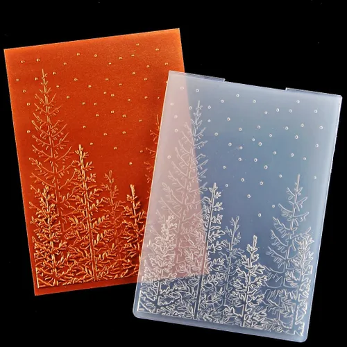 KWELLAM 3D Feliz Navidad nevadas árbol bosque fondo plástico en relieve Carpetas para hacer tarjetas, álbumes de recortes y otras manualidades de