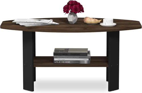 Miniatura 4 de Furinno - Mesa de centro de diseño simple, color nogal Columbia/negro
