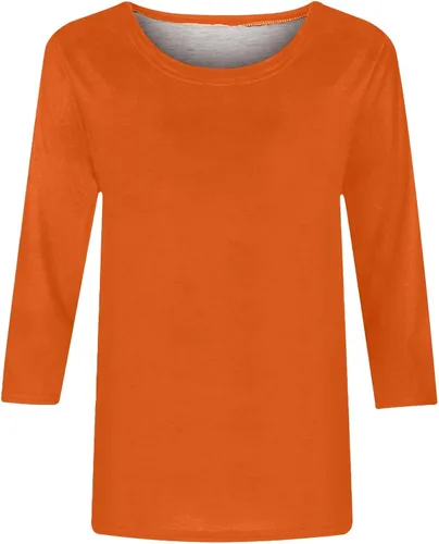 Miniatura 4 de Oggfader Camisetas de verano para mujer, manga 34, cuello redondo, ajustadas, cómodas, para salir, para uso diario