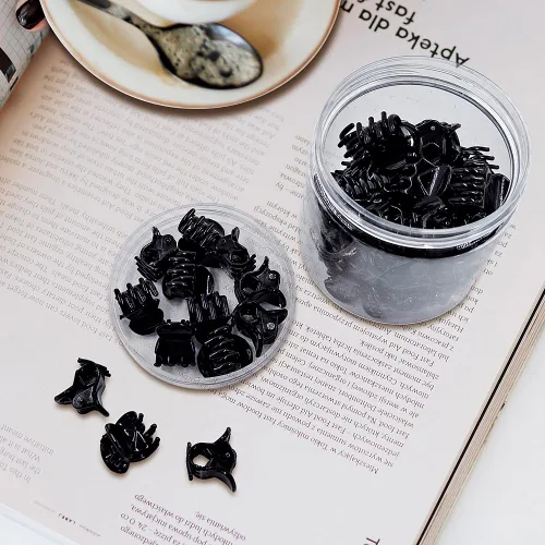 Miniatura 5 de 50 piezas de mini pinzas para el cabello, pinzas de agarre fuerte multifunción para flequillo. (Negro)