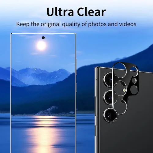 Miniatura 3 de Dengduoduo Paquete de 3 protectores de lente de cámara para Samsung Galaxy S24 Ultra, protector de cámara de vidrio templado 9H, Ultra HD, Todo negro