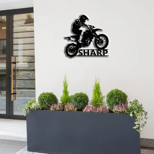 Miniatura 3 de Letrero de metal personalizado para motocicleta, arte de pared de metal para motocicleta, letreros de nombre de motociclista personalizados