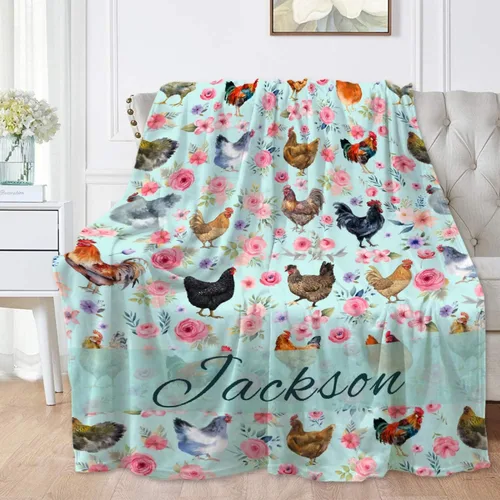 Miniatura 10 de Manta de raza de pollo – Manta de pollo para niños y niñas – Acogedora franela suave, ligera y cálida – Habitación, cama, camping – 30"x40