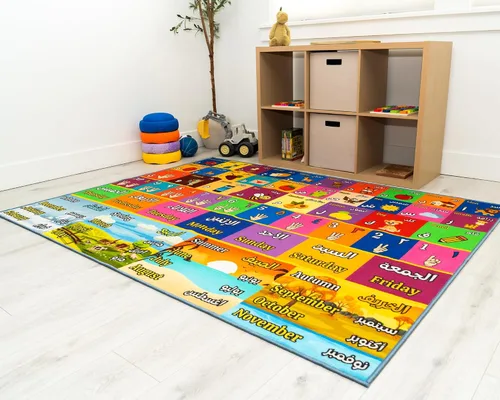 Miniatura 2 de Alfombra de juego para niños de 60 x 78 pulgadas, alfombra plegable ABC para niños pequeños, alfombra de piso para bebé con letras en inglés