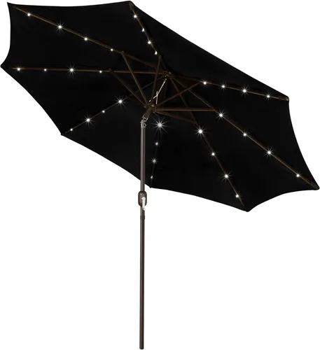 Miniatura 24 de Blissun - Sombrilla solar de 9 pies, 32 luces LED, parasol de mesa para patio, jardín, cubierta, piscina y playa (gris)