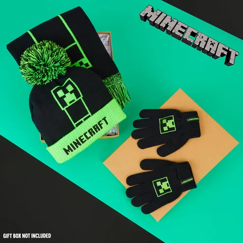 Miniatura 2 de Minecraft Cold Weather Set - Creeper Beanie Hat Scarf and Gloves Set Kids Winter Set