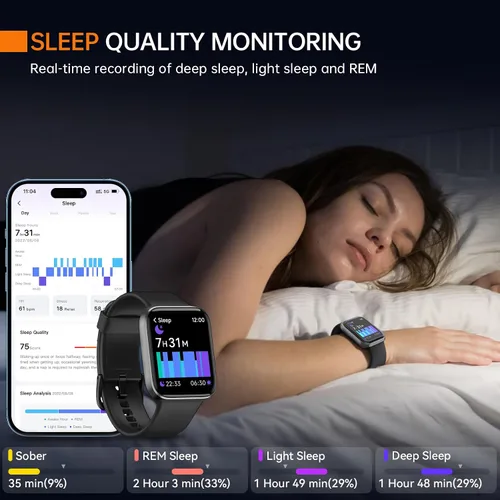 Miniatura 6 de Reloj inteligente Monitor de salud preciso de 24 horas con impermeabilidad de 5 ATM Reloj inteligente para frecuencia cardíaca, oxígeno en sangre