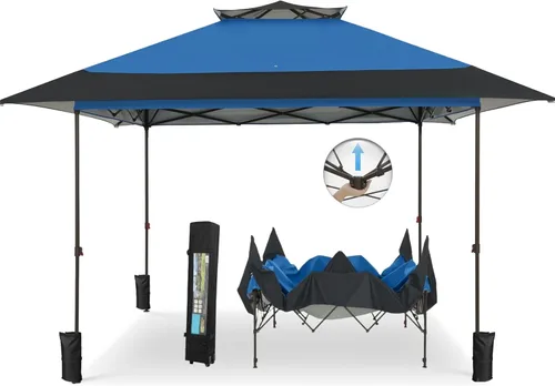 Miniatura 16 de MFSTUDIO Carpa Desplegable de 10x10 pies, Refugio Gazebo Sombra Solar Toldos Impermeables Patio Portátil Carpas con Malla Desplegables para Playa