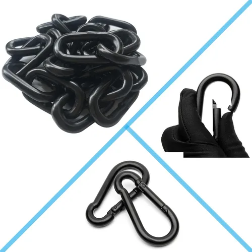 Miniatura 3 de 2 cadenas colgantes negras de servicio pesado de 23 pulgadas con 4 mosquetones, herrajes para sillas para parques infantiles interiores