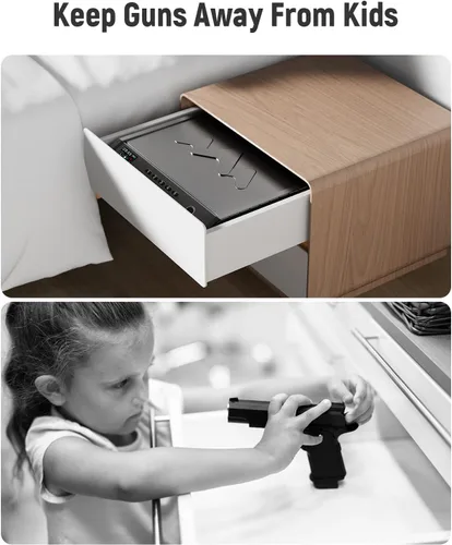 Miniatura 6 de HOLEWOR Gun Safe, Biometric Gun Safes for Pistols with LCD Display of Temperature Humidity, Fingerprint Quick Access Pistol Safe Solid Handgun Safe