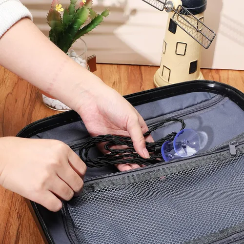 Miniatura 5 de 2 piezas de tendedero retráctil portátil con ganchos y ventosas, accesorios de campamento, artículos esenciales para crucero para uso en exteriores