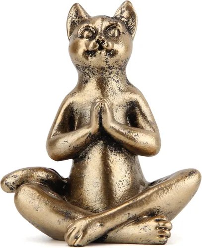 Miniatura 5 de Smadeer Estatuas de gato de yoga para decoración del hogar, figura de postura de yoga para dormitorio espiritual zen, sala de estar, oficina, mesa