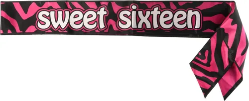 Miniatura 2 de Beistle Sweet Sixteen - Banda de satén – Magenta y negro para cumpleaños para adolescentes – Talla única para la mayoría de adultos con parte
