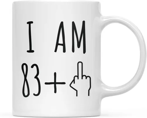 Miniatura 82 de Andaz Press Divertida taza de café de 11 onzas, regalo de broma de cumpleaños, I Am 49 + 1 dedo medio, 1 paquete, ideas de regalo de cumpleaños 50