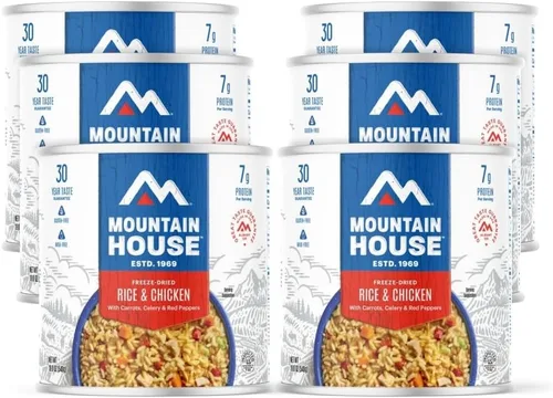 Mountain House Lata de arroz y pollo #10 | Alimentos liofilizados para mochileros y campamentos| Alimentos de supervivencia y emergencia | Sin