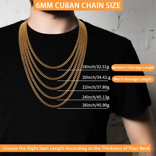 Miniatura 3 de Momlovu Silver Chain Gold Chain for Men Boys 18K Gold Plated Mens Necklaces Chain Cuban Link Chain for Men 4mm6mm 1820222426inch