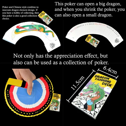 Miniatura 4 de sumrica Dragon Fanning Poker (2 mazos) Juego de cartas mágicas Trucos de magia Manipulación Dragon Fanning Deck Magic Poker Ilusiones de primer