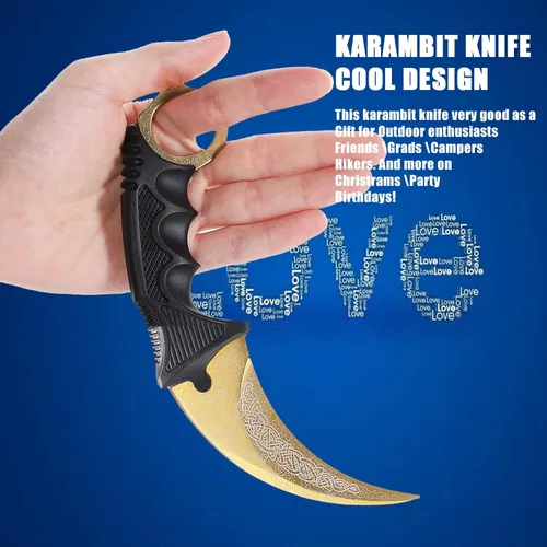 Miniatura 4 de TOPOINT Cuchillo Karambit, cuchillo de hoja fija de acero inoxidable con funda y cuchillo de cordón CS-GO para caza, campamento y supervivencia