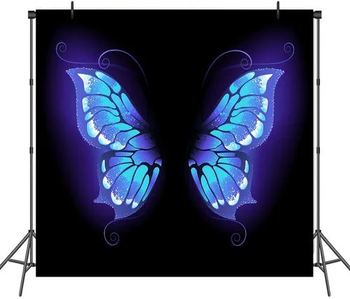 Miniatura 9 de Fondo de fotos de retrato de ensueño con alas de mariposa azul para fotografía de vinilo de 5 x 3 pies para eventos, decoración de fiesta, telón