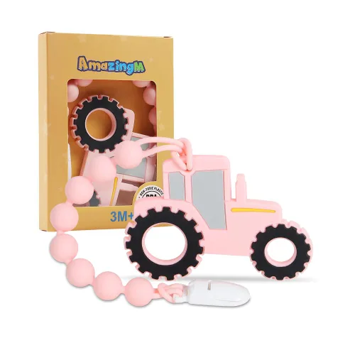 Miniatura 8 de Juguete mordedor de silicona de grado alimenticio para bebés con soporte para chupete, juguetes de dentición para niños y niñas, apto para Azul