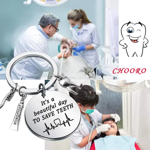Miniatura 3 de CHOORO Llavero dental con texto en inglés It's a Beautiful Day to Save Teeth