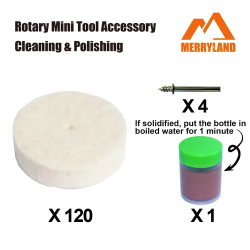 Miniatura 2 de Merryland Rueda de pulido Flet para Dremel, 125 piezas, almohadilla de pulido de 1 pulgada, 120 piezas de pasta compuesta de pulido, 1 pieza