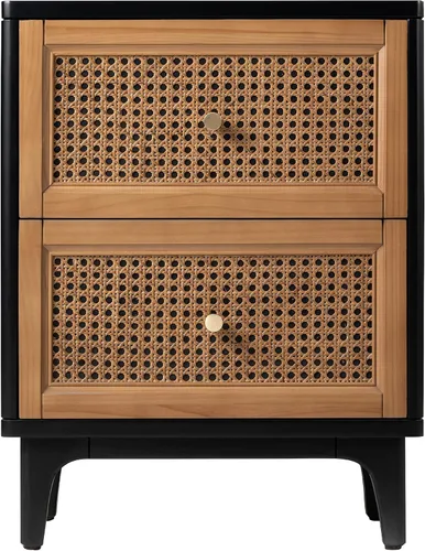 Miniatura 10 de COZAYH Mesita de noche de estilo granja moderna completamente ensamblada con líneas limpias, mesa auxiliar con 1 cajón, negro