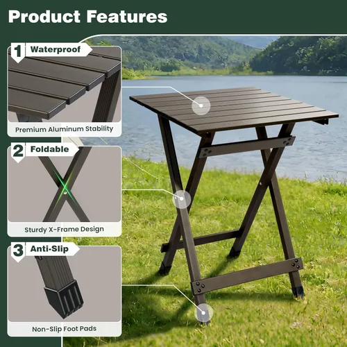 Miniatura 4 de SUNNYFEEL Mesa de camping plegable – Mesa de picnic portátil de aluminio ligero, 18.5 x 18.5 x 24.5 pulgadas para cocinar, playa, senderismo