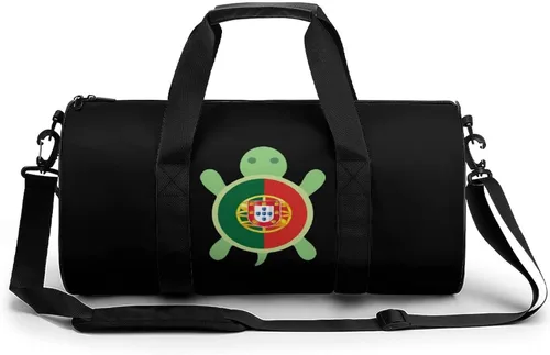 Bolsa de deporte con bandera de Portugal y tortuga, bolsa de deporte ligera, bolsa de entrenamiento con correa ajustable para viajes, senderismo
